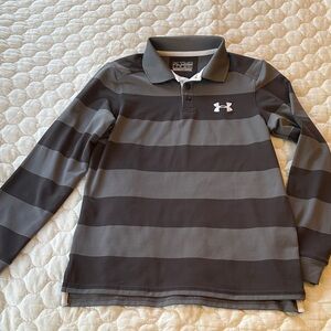 Under Armour Kids Polo with Dark Gray Stripes